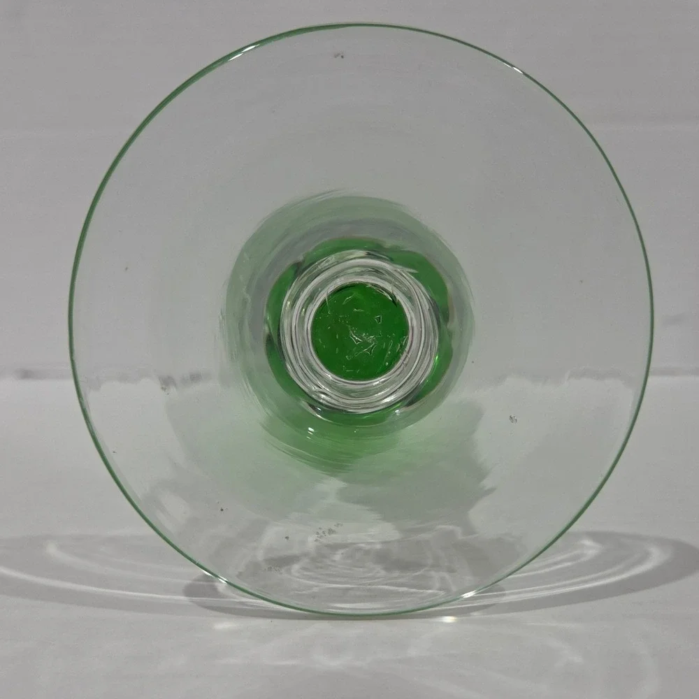 Vintage Emerald Green Optic Swirl Glass Bud Vase Clear Twisted Stem 12.75
